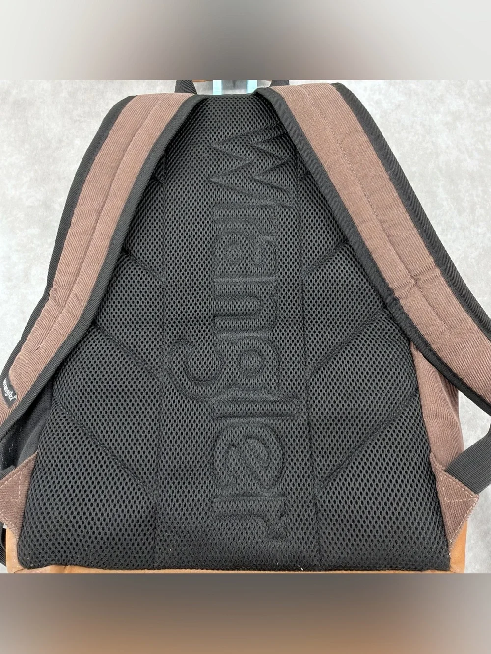 Wrangler Brown and Black Canvas Backpack with Tan Suede Base
